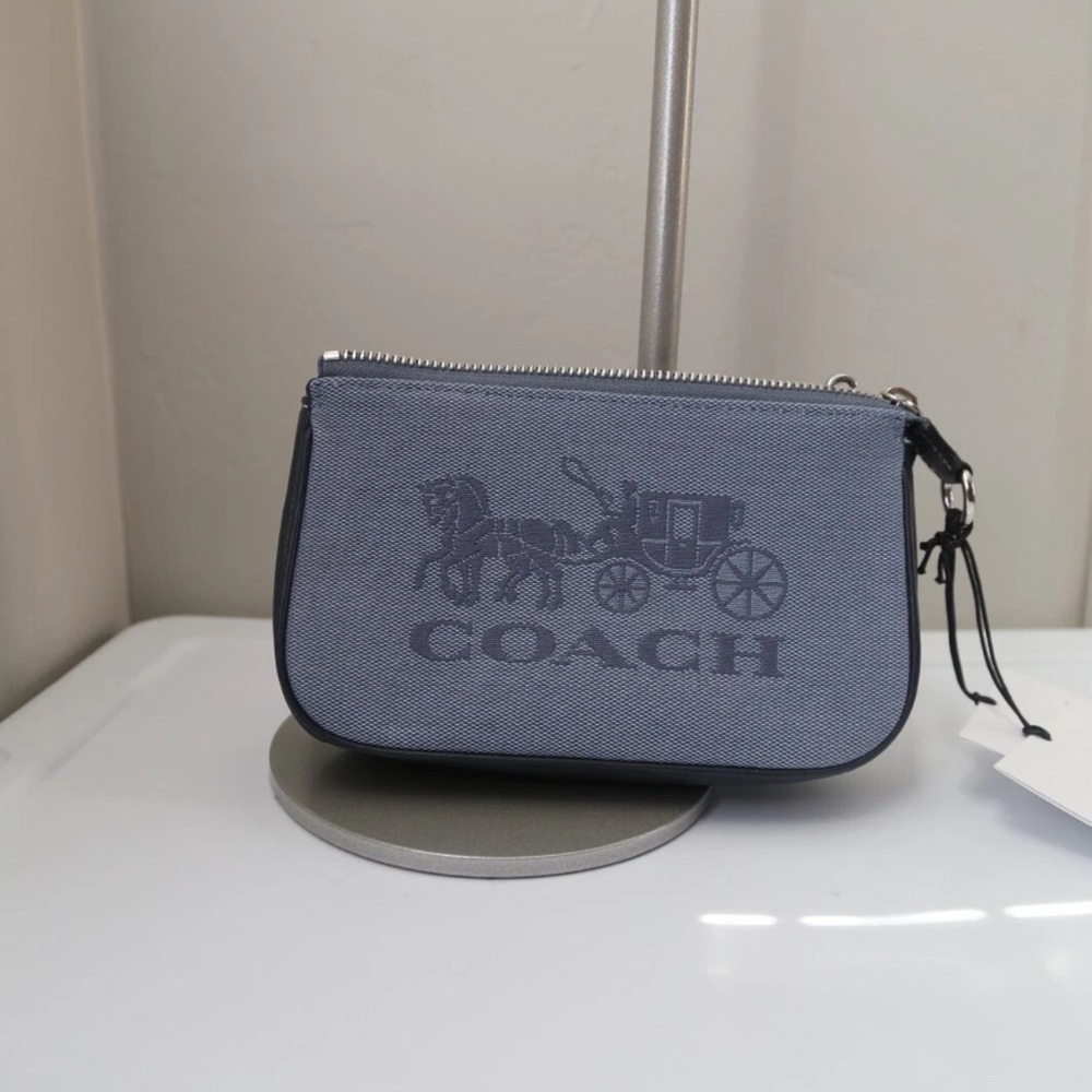 COACH NOLITA 19 IN COLORBLOCK WITH HORSE AND CARRIAGE (COACH C8327) SILVER/BLUE